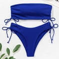 thumbnail image 5 of Bikini Split Drawstring Tube Top Female Swimwear Without Steel Support Including Breast Pad, 5 of 13