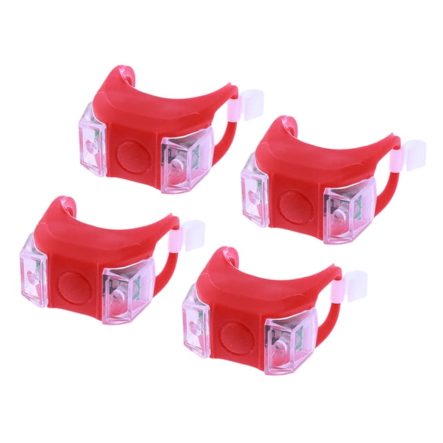 EeaseCA 4 PCS LED Front Light Silicone Bike Rear Light Tail Lamp Waterproof Cycling Flash Safety Light MTB Accessories (Red)