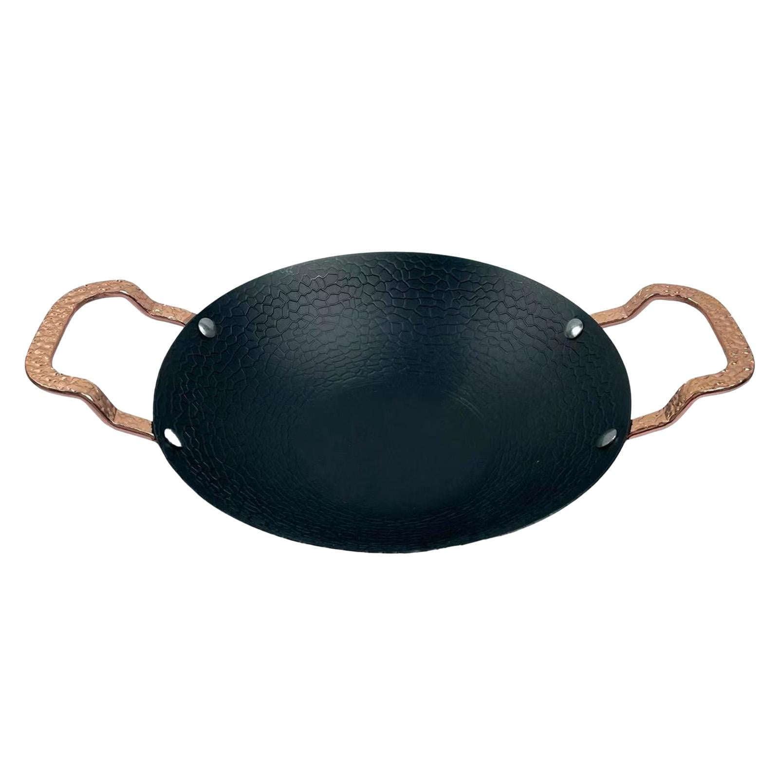 TISHITA Stainless Steel Wok Non-stick Kitchen Utensil with Elegant Heavy-duty Cookware Versatile Frying Pan Easy to Clean for Camping Outdoor Dini 31cm with handle