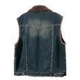 thumbnail image 6 of Women's Denim Button Front Vest, Fleece Lined Sleeveless Jacket, Warm Winter Outerwear, Casual Layering Piece, Soft Plush Inner Wear, Cold Weather Protection Blue L, 6 of 9