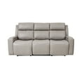 thumbnail image 4 of Claude Dual Power Headrest and Lumbar Support Reclining Sofa in Light Grey Genuine Leather, 4 of 13