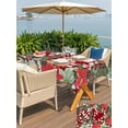 thumbnail image 4 of Outdoor Tablecloth with Umbrella Hole and Zipper, Christmas Eucalyptus Rectangle Table Cloth 54x80 Inch Waterproof Tablecloth, Xmas Pine Poinsettia Botanical Red Picnic Table Cover for Patio Camping, 4 of 7