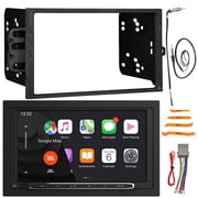 JBL Legend 700 7” Touchscreen Display Double-DIN Bluetooth AM/FM Receiver W/Wireless Apple CarPlay & Android Auto, Double DIN Install Dash Kit, Antenna Adapter, Wiring Harness, Antenna, Pry Tool Set