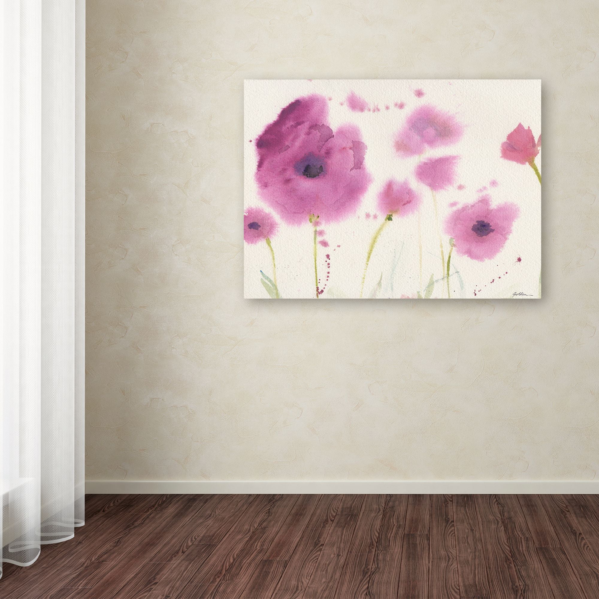 Trademark Fine Art "Purple Poppies" Canvas Art by Sheila Golden