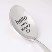 Engraved Spoon - Wife gift | Valentines Day | Boyfriend Gag Gifts Women | Romantic Wedding Anniversary or Birthday Gifts for Girlfriend - Hello Hot Stuff Coffee Teaspoon Gift for Her - 7 Inch