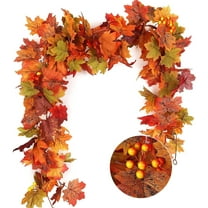 Nvzi 2 Pcs Artificial Autumn Maple Leaves Garland 5.7Ft/Pieces Fall Garland Hanging Vine Garland Vines Hanging Plants Colorful Fall Decor