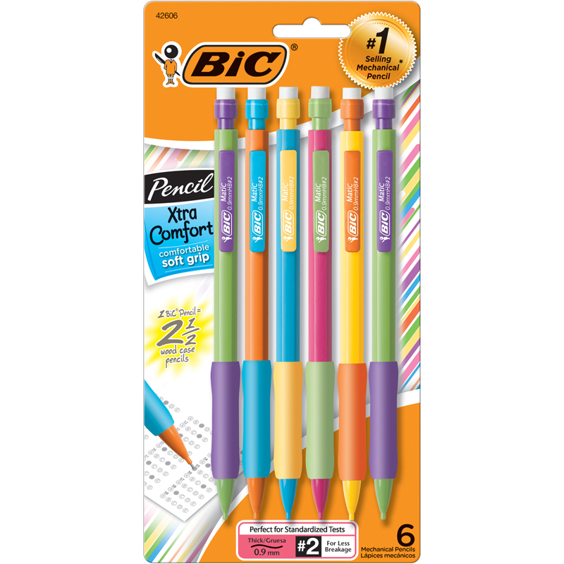 (6 Pk) Bic Matic Grip Mechanical Pencil .9Mm