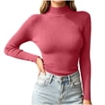 thumbnail image 2 of ZUBKTES Sweaters for Women Solid Stretchable Turtleneck Sweater Fall Winter Base Ribbed Long Sleeve Slim Fit Lightweight Pullover, 2 of 7