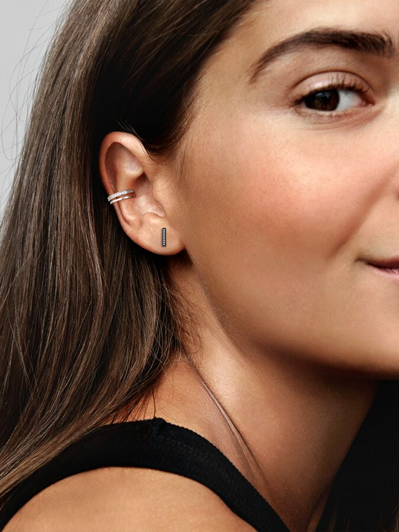Suplight 925 Sterling Silver White Gold Plated Ear Cuffs Earrings, Smooth-Surface & Zircon Huggie Clip On Cartilage Earrings for Women