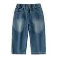 thumbnail image 3 of Girls Ruffled Pants Girls Pants with Zippers Legging Star Stretchy for Soft Girl Clothes Girls' Denim Wide Leg Suitable For Young Children Comfortable And Elastic Straight Leg Design Blue 10-11Y, 3 of 7