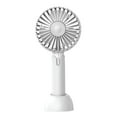 thumbnail image 2 of Ventilador de mano compacto y silencioso para escritorio con base, mini ventilador portátil de 3 velocidades para verano. Blanco, 2 of 9