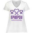 thumbnail image 3 of Inktastic Epilepsy Awareness Month Ribbon Women's Plus Size V-Neck T-Shirt, 3 of 5