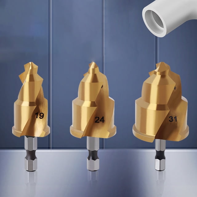 PPR Lifting Stepped Drill Bit Titanium Plated Lifting Stepped Drill Replacement Hexagon Shank Water Pipe Connection Tool