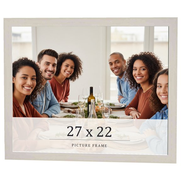 27x22 Frame White Wheat Solid Wood Picture Frame | Moulding Width 0.75 Inches | Interior Depth 0.5