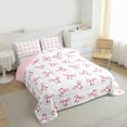 thumbnail image 3 of jejeloiu Cartoon Cute Bowtie Full Size Comforter Sets,Girl Pink Bowknot Bedding Sets For Teens Reversible 3pcs, 3 of 8