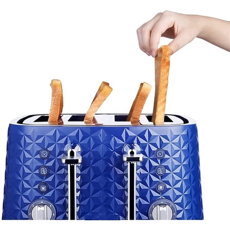 Strong Toaster 4 Slice, Stainless Steel Breakfast Machine,Wide Slots, 7 ...