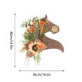 thumbnail image 3 of Decoración de pared de caballo de madera | Letrero de bienvenida ecuestre | Adorno para puerta de entrada con flores artificiales | Arte de pared estilo rústico para puerta principal, 3 of 9