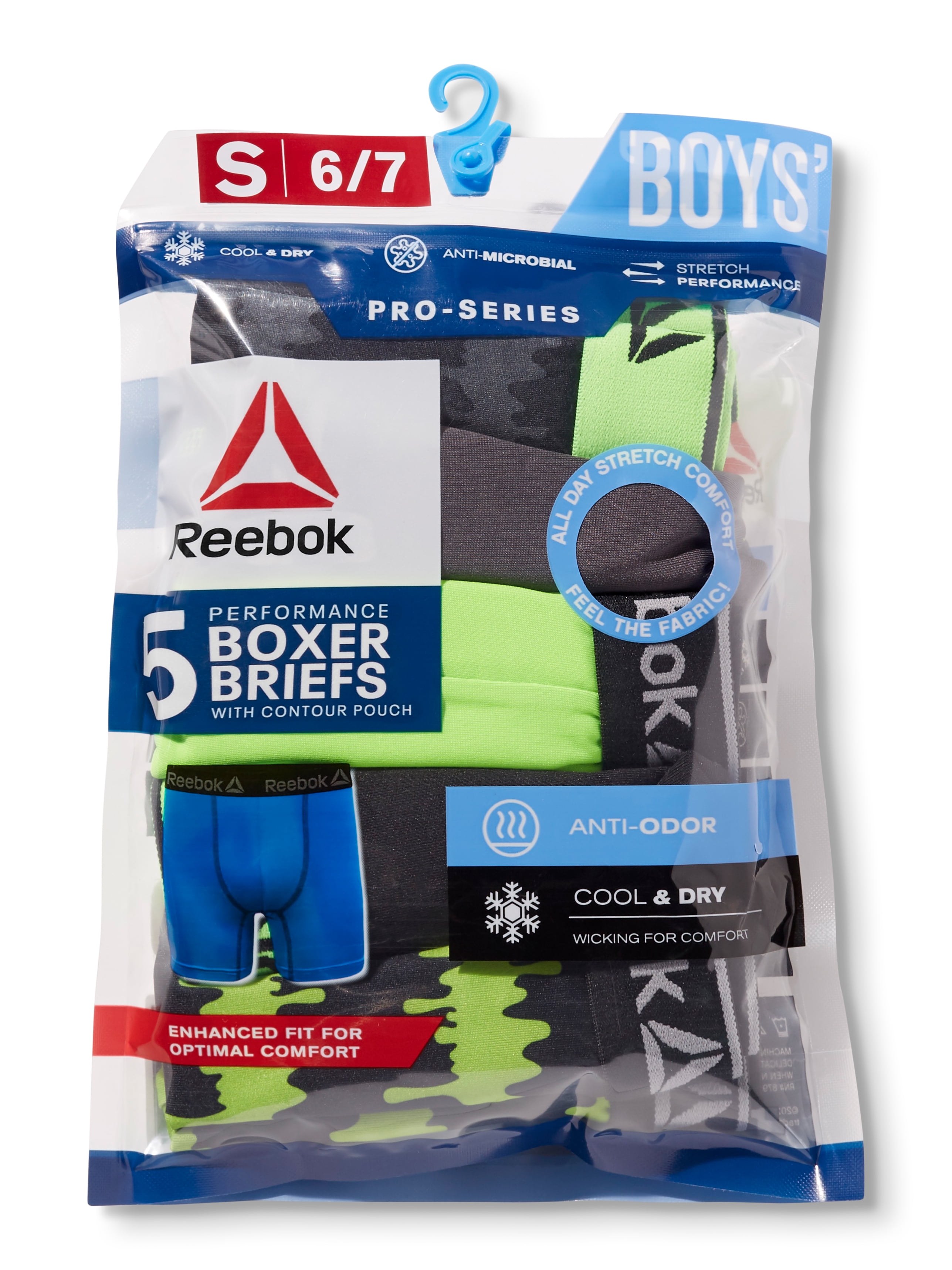 Reebok Boys' Performance Boxer Briefs, 5 Pack, Sizes S-XL