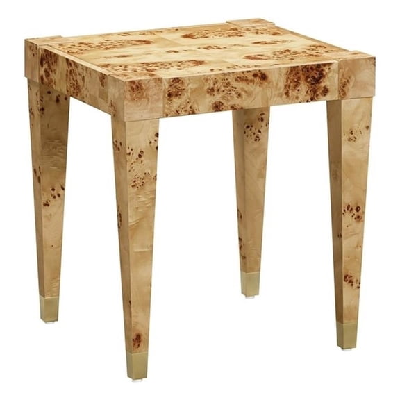 Pemberly Row Engineered Wood Burl End Table in Natural Brown