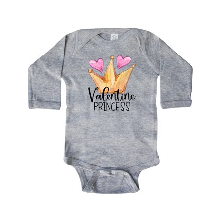 

Inktastic Valentine Princess with Crown and Hearts Gift Baby Girl Long Sleeve Bodysuit
