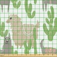 thumbnail image 2 of Ambesonne Alpaca Cactus Fabric by the Yard Upholstery, Llama Animal Drawings, 2 Yards, Green and Multicolor, 2 of 5