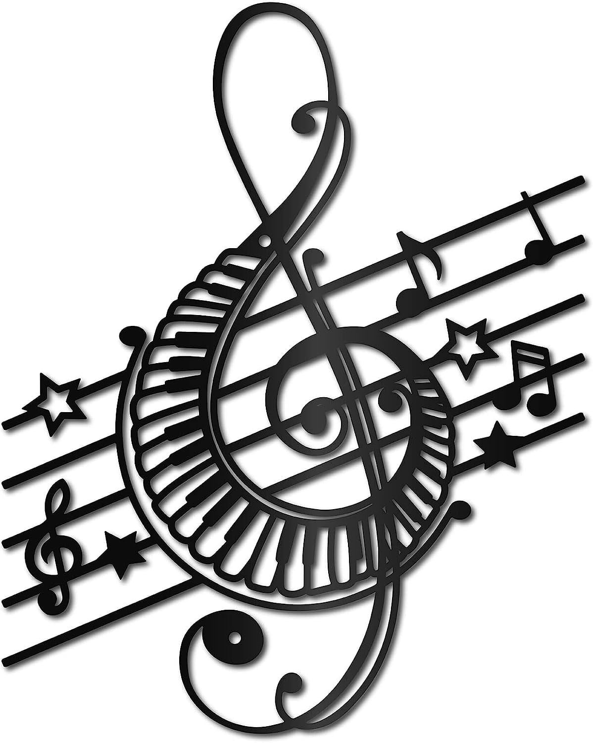 1pc Music Notes Wall Art Metal Wall Art Decor Musical Notes Sign Black