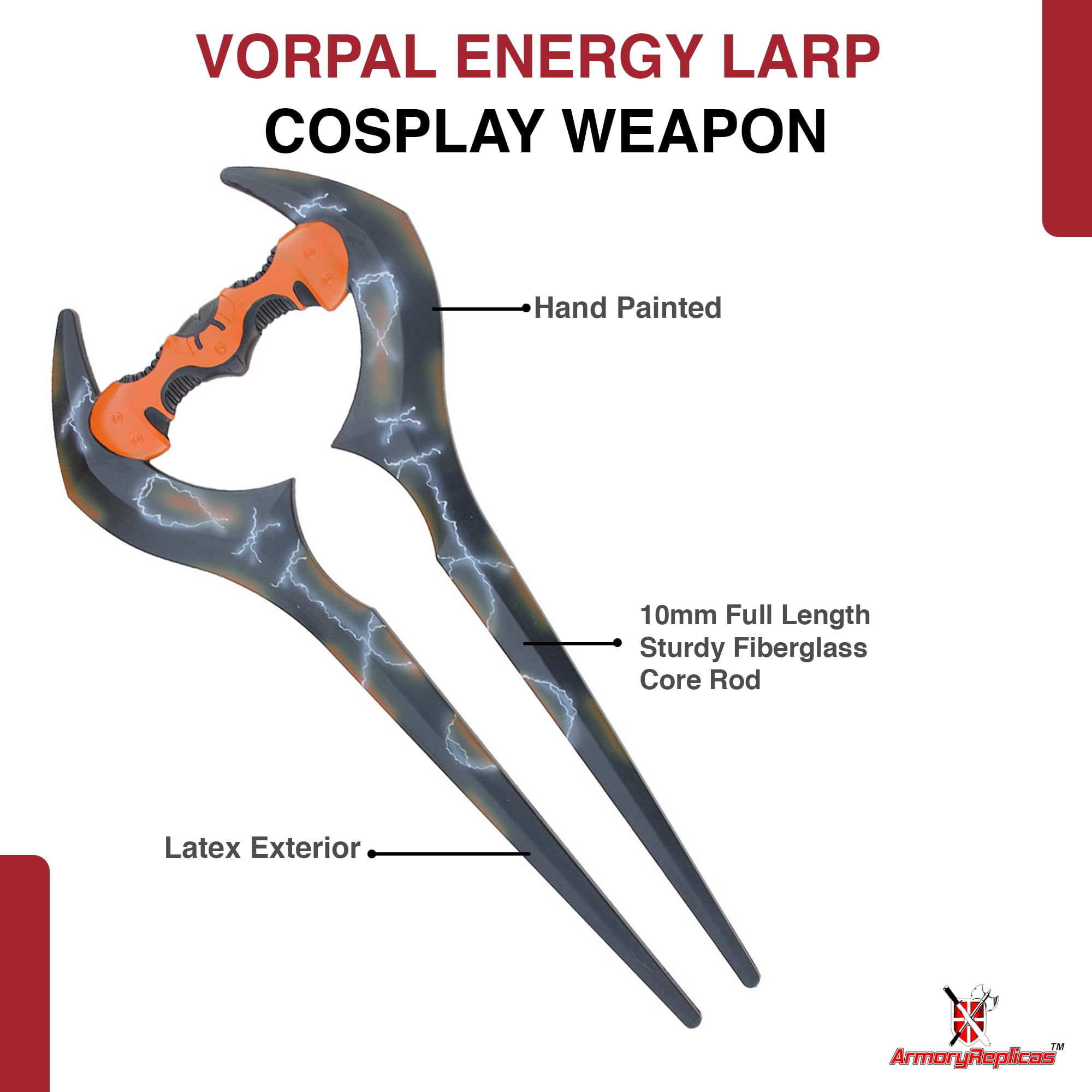 Armory Replicas Cosplay Foam Vorpal Energy Sword | Black & Orange