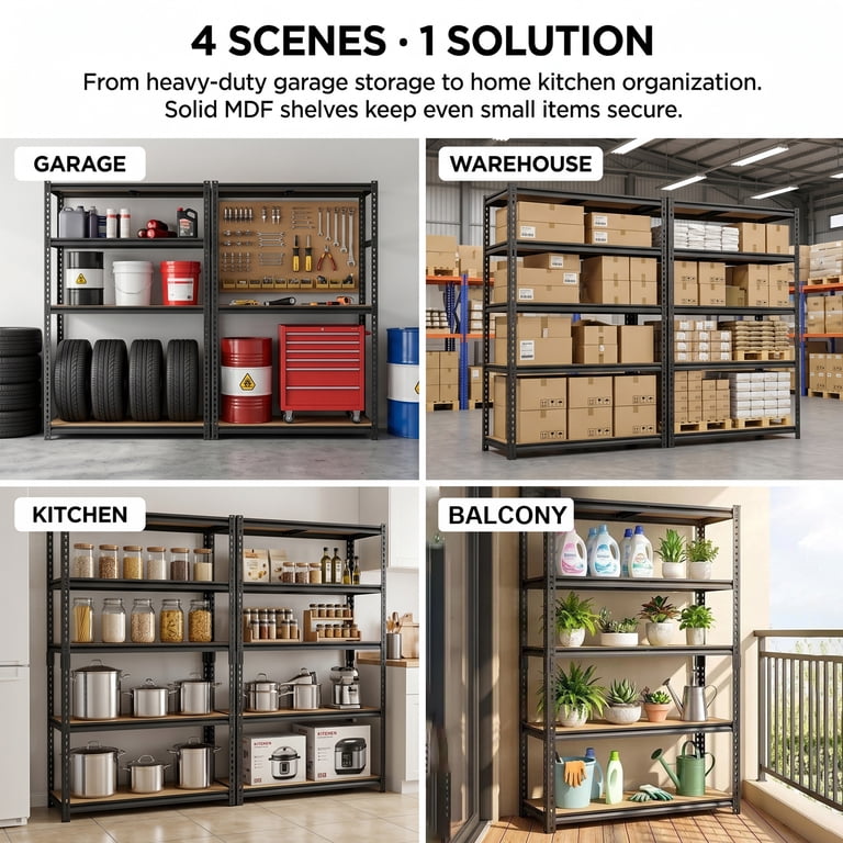 Nnovaroom Heavy-Duty 5-Tier Shelving Rack, 60"H photo 7