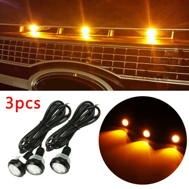 3pcs/set Car LED Grille Lights Amber White Raptor Grille Style Lights Lighting Eagle Eye Lamps For Ford F-150 Raptor