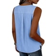 thumbnail image 6 of RQYYD Womens Sleeveless Asymmetric Neck Tops Casual Striped Blouses Button Front Tank Tee Shirts Daily Clothes, 6 of 6