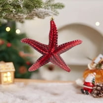Honeeladyy Christmas Starfish Ornaments, Seaside Hanging Wall Decoration, Red Beach Starfish Pendant for Home Restaurant Bedroom Bathroom Wedding Party Photo Props