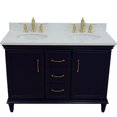 thumbnail image 3 of 49 in. Double Wooden Vanity Blue with White Quartz Oval Sink, 3 of 12