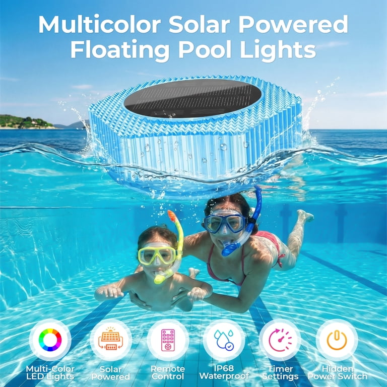 Solar Pond Lights – 4-Pack Floating Pool Lights, Color-Changing LED, Waterproof Lotus Design