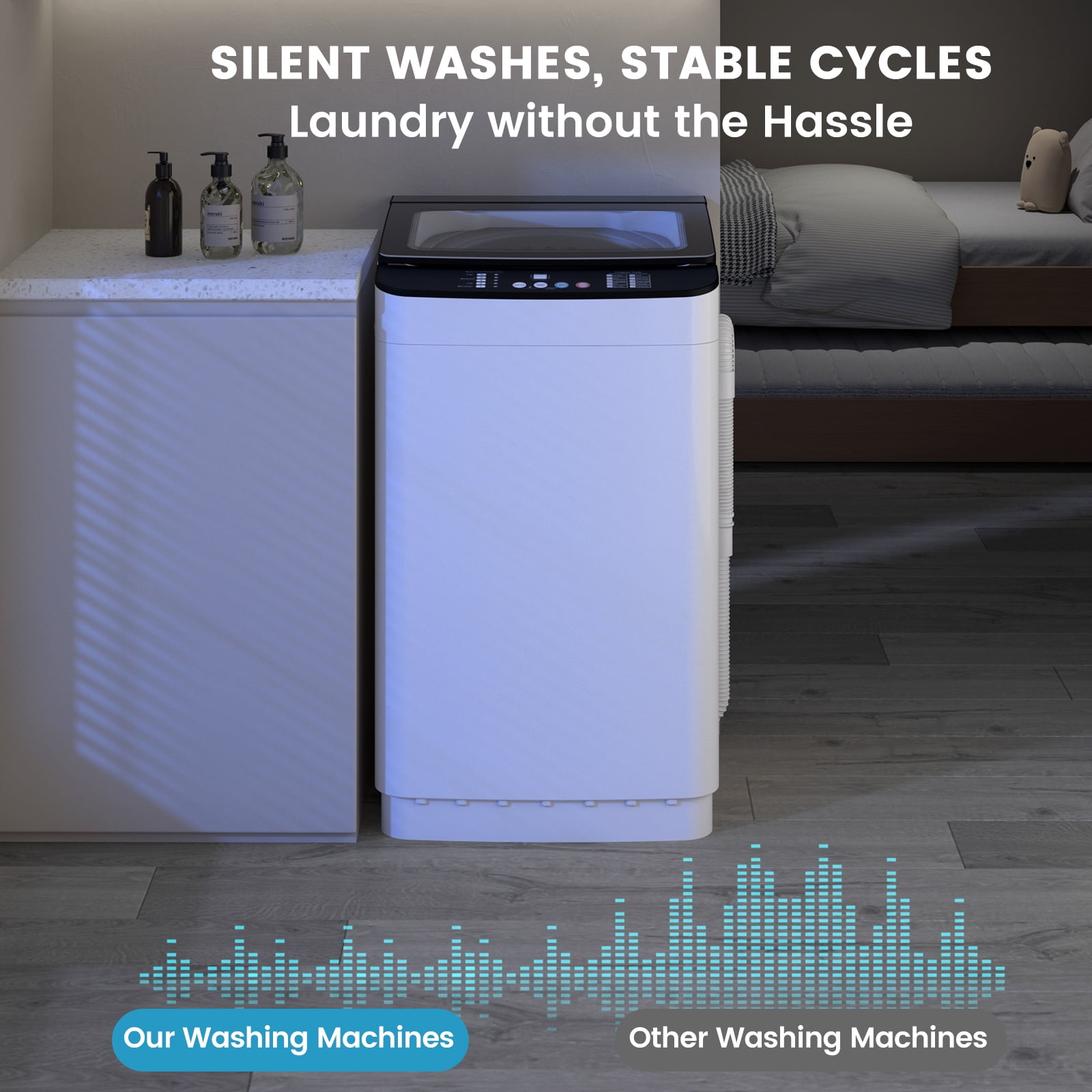 Zynkez 25Lbs Portable Full Automatic Washing Machine, Washer and Spin Dryer Combo with LED Display, Compact Laundry Washer Machine with 10 Wash Programs, Built-in Drain Pump