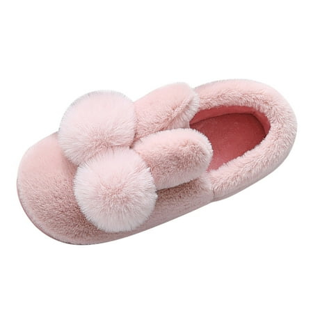

Women Walking Shoes Couples Women Slip On Furry Plush Flat Home Winter Round Toe Keep Warm Solid Color Slippers Shoes slipper for Women Plush Pink