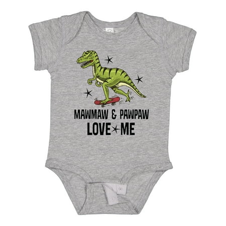 

Inktastic Mawmaw and Pawpaw Love Me Grandson Dinosaur Gift Baby Boy Bodysuit