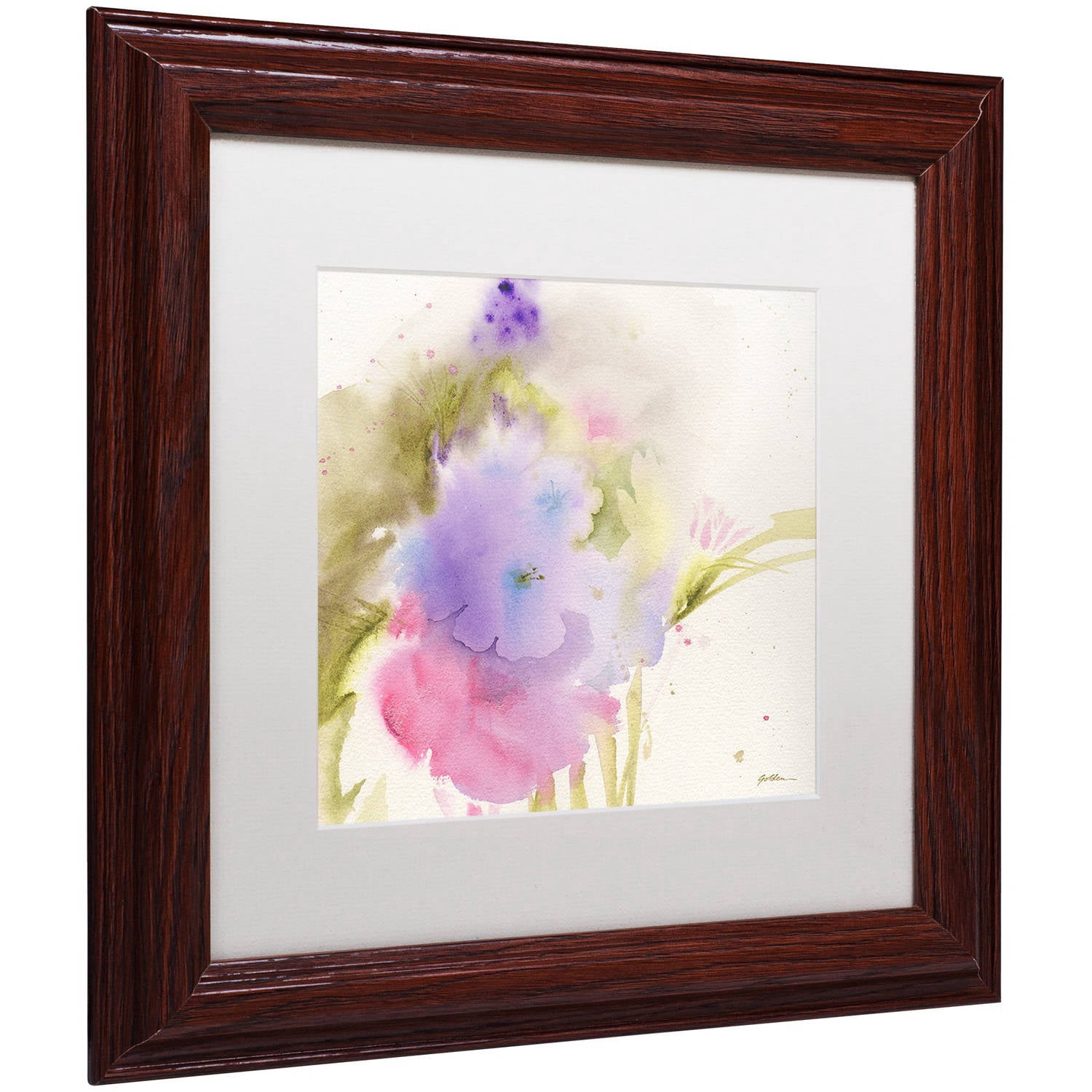 Trademark Fine Art "Purple Blooming" Canvas Art by Sheila Golden, White Matte, Wood Frame