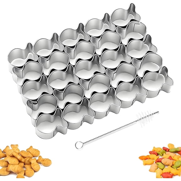 Cracker Cutter for Gold Fish, 25 Cavity Fish Cookie Cutter, Mini Gold Fish Shapes Molds for Cookie, Non-stick Dough, Stainless Steels Cookie Cutters Mold for Baking, DIY Cookie Mold