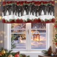 thumbnail image 5 of Black Red Christmas Valances for Windows, 42 x 18in, Winter Snowflakes Tree Xmas Garland Plaid Rod Pocket Kitchen Valance Curtain Light Filtering Window Treatments for Living Room Bedroom, 1 Panel, 5 of 7