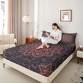 thumbnail image 4 of Manfei Boys Girls Hippie Mandala 4pcs Bed Sheets,Bohemian Theme King Sheets,Chic Floral Flowers Super Cozy Sheet Set,Super Cozy Room Decor, 4 of 7