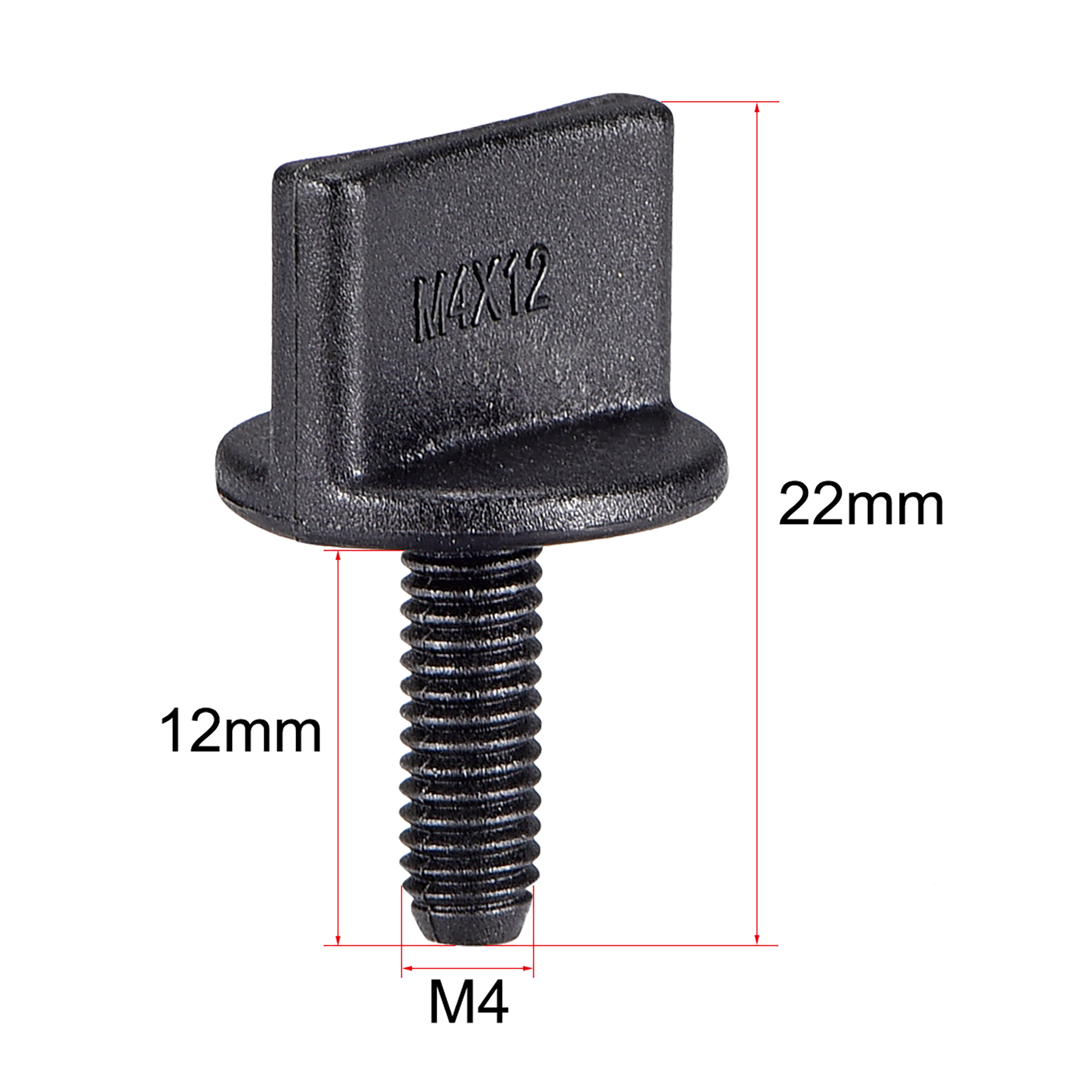 M4 X 12mm Thumb Screw Bolt With T Nut Hand Driven Spade Nylon