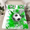thumbnail image 2 of Homewish Soccer Football Print 4pcs Bed Sheets For Teens,Green Watercolor Splash King Sheets,Sport Ball Game Super Cozy Sheet Set,Luxury Bedroom Decor, 2 of 7