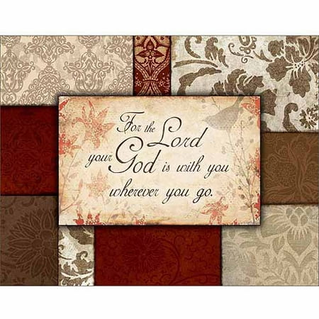 For The Lord Traditional Abstract Pattern Panel Religious Painting Red & Brown Canvas Art by Pied Piper