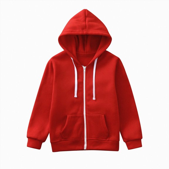 Kids Boys Girls Jackets Children Solid Color Long Sleeve Zip Up Hoodie Sweatshirt Fall Winter Casual Coats 6-12 Months 12-24 Months 2T 3T 4T 5T 6T 7T 8T Children Red,4-5 Years