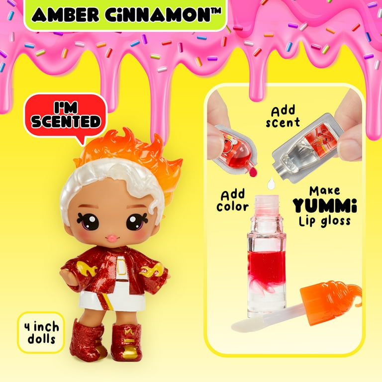 Yummiland Lip Gloss Doll - Amber Cinnamon, with DIY Lip Goss Kit