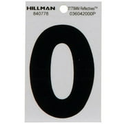 Hillman Group 840778 3 in. Black & Silver Reflective Mylar Square Cut Self Adhesive Number - 0