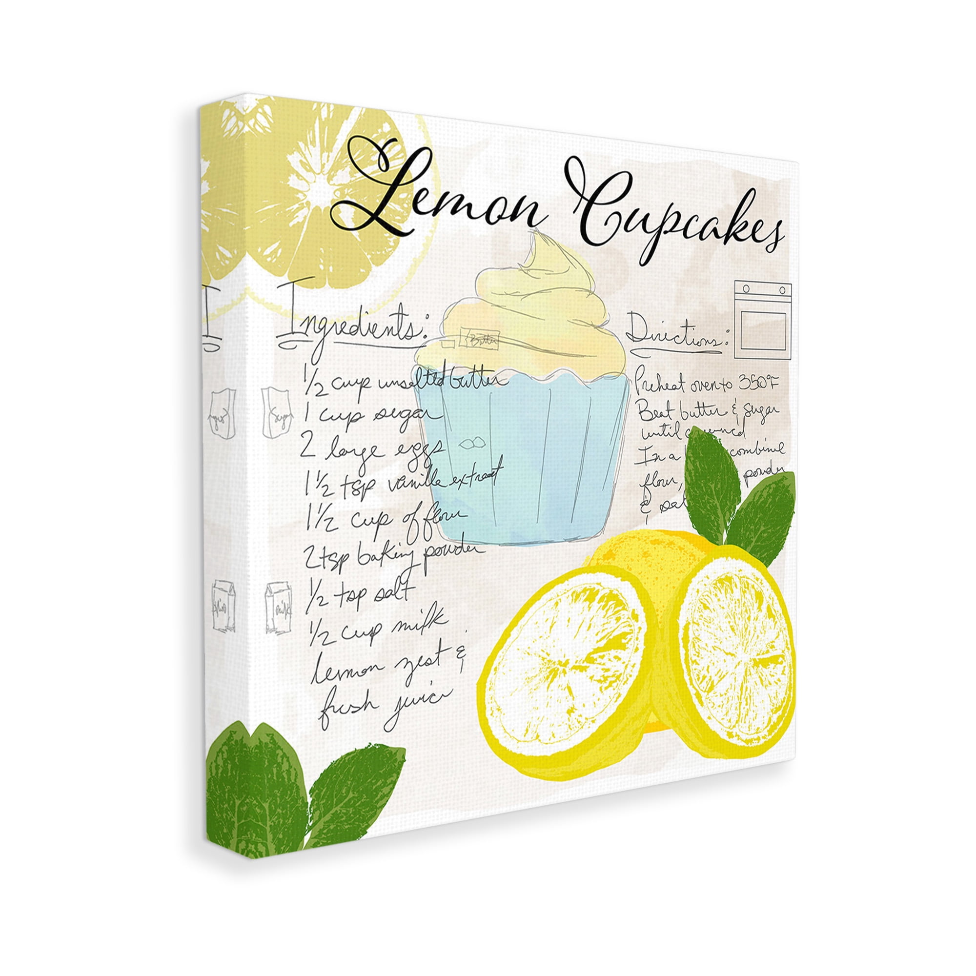 Stupell Industries Lemon Cupcake Recipe Food & Beverage Painting Gallery Wrapped Canvas Art Print Wall Art, 36 x 36
