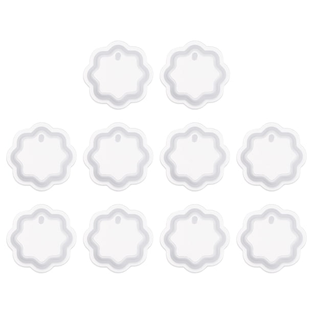 Uxcell 10 Pcs Moldes de llavero de resina en forma de estrella de ocho puntas, kit de moldes de epoxi de silicona con agujero para colgantes de llaveros y joyería