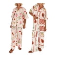thumbnail image 4 of Yunliwuli Women Summer Pants Outfits Fruit Print Short Sleeve Shirts Tops Elastic Waist Long Pants 2 Pieces Clothes Set, 4 of 10