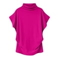 thumbnail image 2 of JUUYY Womens Casual Dolman Short Sleeve Half Mock Neck Tops Summer Plus Size Beach T-Shirts Solid Color Cotton Oversized Baggy Pullover Blouse Hot Pink XL, 2 of 4